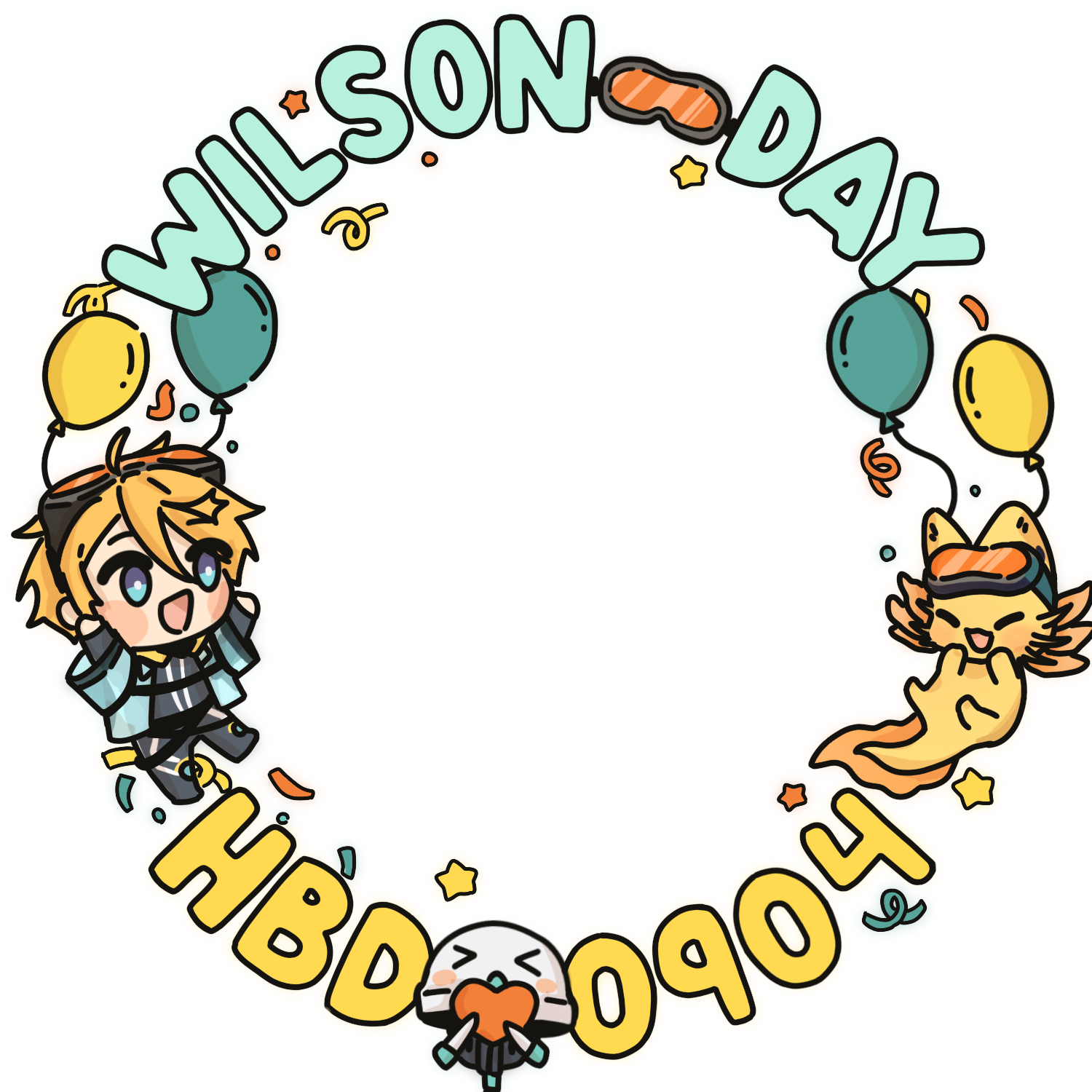 An illustrated avatar image frame, including the words 'Wilson Day HBD 0904' as part of it.